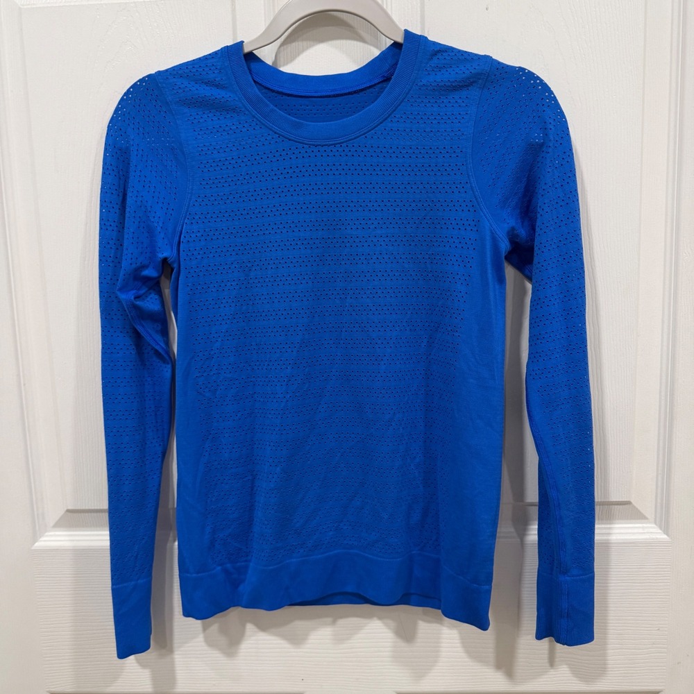 Lululemon Swiftly Tech Long Sleeve Crewneck Mesh Blue Activewear Top SKU 68